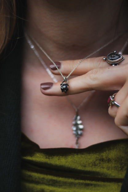 witch cauldron necklace bronze silver 3