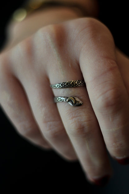 witchy snake ring with moon detail