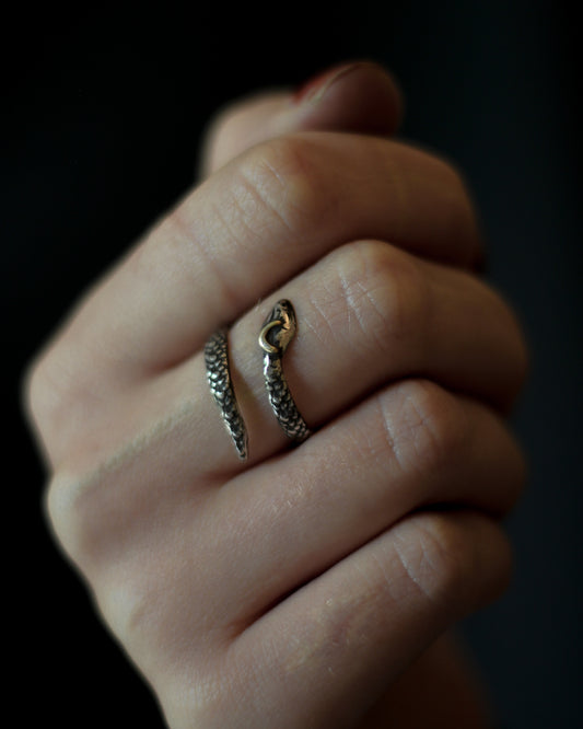 witch snake ring with moon 