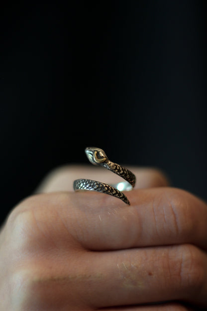 snake ring witchy crescent moon